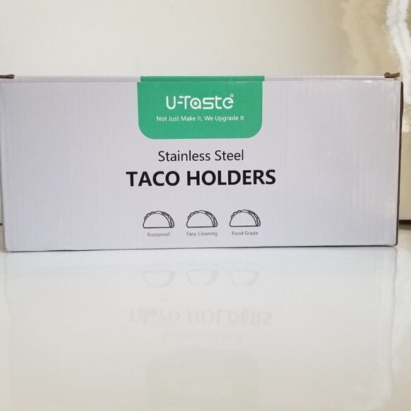 Taco Holders Stainless Steel U-Taste Soft Hard Taco Shell Rack Set of 4 - Picture 6 of 13